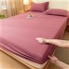 Homxi Copriletto Singolo Elasticizzato con Angoli(180 x 220 cm),Lenzuolo Sopra Matrimoniale Tinta Unita Completo Letto Matrimoniale Dark Rose