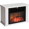 HOMCOM Camino Elettrico da Tavolo con Effetto Fiamma, Caminetto Elettrico da Terra con Potenza Regolabile 600/1200W, Copertura 10-15m², Bianco