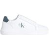 Calvin Klein Uomo Sneakers con Suola Preformata Chunky Mono in Pelle, Bianco (Bright White/Black), 40