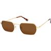 SOJOS Occhiali da sole rettangolari in metallo, classici rettangolari polarizzati UV400 uomo donna, SJ1262, Cornice dorata e lenti marroni, m