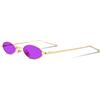 FEISEDY Occhiali da sole ovali snelli vintage montatura in metallo con lenti color caramello B2277 (Viola/Oro, 51)