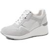 QUEEN HELENA Sneakers in Pelle con Zeppa Scarpe da Ginnastica Casual Donna QH7015 (Bianco e Grigio, Sistema Taglie Calzature EU, Adulto, Donna, Numero, Media, 39)