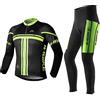 INBIKE Completo Ciclismo Uomo Invernale Maglia Manica lunga Tuta Ciclismo Giacca bici Pantaloni con Bretelle in Gel 3D Abbigliamneto Ciclismo(S,Maglia&pantaloni)