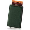 GUGGIARI® Porta Carte Credito Uomo in Pelle - Portacarte RFID in Alluminio con Porta Monete e Tasca di Cortesia con Chiusura Magnetica - Portafoglio Uomo Slim - Leather - Forest