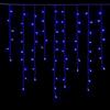 Elektronova Tenda Luminosa 200 LED, 5Mt, Luce Blu, Cavo Bianco, IP65, Prolungabile, Effetto Flash, Con fili pendenti a lunghezze alternate (30-70-40-60 cm) per effetto a cascata