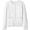 Amazon Essentials Cardigan a Girocollo Vestibilità Aderente Stile Uniforme Bambine e Ragazze, Bianco, 6-7 anni