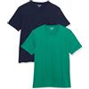 Amazon Essentials T-Shirt da Uomo Regular Fit a Maniche Corte con Scollo a V (Disponibile nelle Taglie Big & Tall), Confezione da 2, Blu Scuro/Blu Navy, M