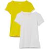 Amazon Essentials T-Shirt Aderente con Maniche Ad Aletta e Scollo Ampio Donna, Pacco da 2, Bianco/Lavanda, XL