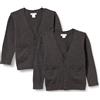 Amazon Essentials Maglioni Cardigan in Cotone da Uniforme Unisex Bambini e Ragazzi, Pacco da 2, Carbone Puntinato, 3 Anni