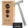 Parker Safety Razor Parker, rasoio di sicurezza a pettine chiuso in 3 pezzi modello 78R con 5 lame Parker in platino incluse (cromo ad alta lucentezza)