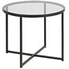AC Design Furniture Gurli - Tavolino rotondo, 55 x 55 x 45 cm, colore: trasparente/nero, vetro/metallo, 1 pezzo