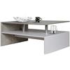 Bakaji Tavolino Divano Tavolo Caffè da Salotto Rettangolare Design Moderno in Legno MDF e Metallo con Ripiano Inferiore Arredamento Interni Dimensione 90 x 59 x 42 cm (Bianco e grigio effetto cemento)