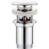 GRIFEMA Scarico Lavabo Universale con Troppopieno - Kit Piletta Pop Up Cromo/Argento, Valvola Soffietto, Compatibile con Tutti i Lavabi, Taglia S, G104