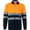 Velilla 175 - Polo bicolore alta visibilità, manica lunga (Taglie M) colore blu marino e Arancione fluo