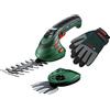 Bosch Home and Garden Bosch Set forbici per erba a batteria Isio (3,6 Volt, lunghezza lama 12 cm, spessore di taglio 8 mm, con guanti da giardinaggio XL inclusi)