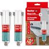 Fischer 2 Pz Mega Colla Epossidica Bicomponente PowerMix NTJH, Presa Rapida, Adesivo Trasparente per Incollare Metallo, Legno, Plastica, Vetro, Ceramica, 2 x 25 ml