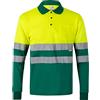 Velilla 175 - Polo bicolore alta visibilità, manica lunga (Taglie M) colore verde e Giallo fluo