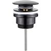 Ibergrif M20509B - Scarico Lavabo Bagno Universale 1/4 '' con/senza Troppopieno, Piletta Automatica Lavandino Pop up, Nero