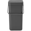 Brabantia Pattumiera da cucina Sort & Go Grey (12L) con coperchio e maniglia (montaggio a parete incluso) Sacchetti per la spazzatura PerfectFit in omaggio inclusi