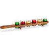 Avilia Set Porta Bicchierini da Liquore con 6 Bicchieri - Supporto per Shot in Legno e Vetro, 45x6.5x7cm, Bicchieri da 40ml Inclusi
