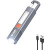 Smiling Shark Torcia LED Potente Professionale, G1 Mini Torcia Ricaricabile USB con Luce Laterale 3 Modalità & Zoom Impermeabile Torce Alta Potenza con Gancio per Viaggio/Emergenza, Grigio