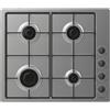 Candy CHW6LBX Piano Cottura a Gas, 4 Fuochi, da Incasso, Griglie in metallo, Valvola di Sicurezza, 59,5x51x8 cm, Acciaio Inox