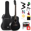 Donner Chitarra Acustica 36 Pollici Chitarra Folk 3/4 Dreadnought Chitarrra Kit per Principiante Adulto Studente con Custodia Corde Plettri Capo Cinghia Nero
