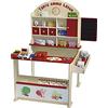 roba Negozio Giocattolo per Bambini - Accessori Inclusi - con Bancone, 3 Cassetti, Lavagna, Orologio, Bancone Laterale - Gioco Olistico - Legno Naturale e Laccato Rosso