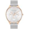 Calvin Klein Orologio Analogico Multifunzione al Quarzo da Donna Collezione TIMELESS MESH MF con Cinturino in Maglia Metallica in Acciaio Inossidabile Argentato - 25200106