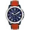 Fossil Orologio Grant da uomo, Movimento cronografo al quarzo con cinturino in pelle e acciaio inossidabile, 44 mm, Marrone