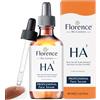 Florence 60ml Bio Siero con Acido Ialuronico Puro a 3 pesi Molecolari, Vitamina C e Noti Agenti Antirughe e Antietà. Biologico,Vegano,Idratante e Illuminante. Siero Viso Ideale anche Come Crema Contorno Occhi