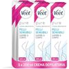 VEET x5 Veet Crema Depilatoria Pure Pelli Sensibili, per Gambe, Braccia, Ascelle e Zona Bikini, 200 ml, 5 Confezioni, Maxi formato