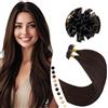 Elailite Extension Capelli Veri Cheratina 1 Grammo 50 Ciocche 35cm 40g 100% Remy Human Hair Pre-Bonded #2 Castano Scuro