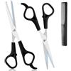 LOPHE Forbici da Parrucchiere, 3Pcs 6 Pollici Kit Forbici per Capelli, Kit Barbiere Professionali per Taglio di Capelli da Fai da te/Casa/Barbiere(Nero)