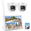 Jennov 5MP Kit Telecamere WiFi Esterno con 10" Monitor 10CH 5MP NVR, 2X5MP Telecamera IP, Angolo Ampio Di 120°, Visione Notturna a Colori, Rilevamento Persona, Registrazione 24/7, Disco 500GB Vista