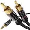 KabelDirekt - 2 m - Cavo adattatore da 3.5 mm a 2 RCA Maschio 2 prese RCA/phono, cavo splitter audio Y, per la connessione di smartphone/notebook e altre attrezzature a sistemi Hi-Fi/altoparlanti