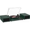 Udreamer Giradischi con 2 altoparlanti stereo doppio, giradischi vintage Bluetooth 5.3 supporta 3 velocità, AUX-In, RCA Line, USB, riproduzione wireless, verde scuro