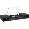 Udreamer Giradischi con 2 altoparlanti stereo doppio, giradischi vintage Bluetooth 5.3 supporta 3 velocità, AUX-In, RCA Line, USB, riproduzione wireless, nero