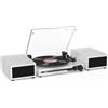 Udreamer Giradischi con 2 altoparlanti stereo doppio, giradischi vintage Bluetooth 5.3 supporta 3 velocità, AUX-In, RCA Line, USB, riproduzione wireless, bianco