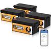 ECO-WORTHY Confezione da 4 batterie al litio LiFePO4 da 12 V, 280 Ah, con protezione BMS da 200 A, batteria al litio da 14 KWH, 12 V, 280 Ah, per impianto solare
