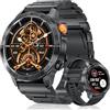 SLOKSFil Smartwatch ET/HRV/SIRI Uomo 1,43" AMOLED con Funzione Chiamata/24H Cardiofrequenzimetro SPO2/50+ Modalità Sport/IP67Impermeabile /Sonno/per iOS Android (Stahlschwarz)