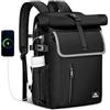 MATEIN Zaino Rolltop per Uomo e Donna, Grande Zaino Porta PC 17 Pollici con Strisce Riflettenti, Zainetto Impermeabile con Porta USB di Ricarica, Elegante Zaini Informali per Università Lavoro, Nero