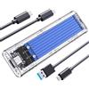 ORICO Case SSD NVMe M.2, USB Adattatore Type-C Enclosure USB3.1 Gen2 10Gbps Trasparente Esterno Disco Rigido per M.2 M-Key/B+M Key 2232/2250/2260/2280 SSD, con Cavi USB C TO A e C TO C (Blu)-TCM2