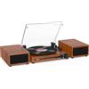 Udreamer Giradischi con 2 Altoparlanti Stereo Doppi Giradischi Vintage Bluetooth 5.3 Supporta 3 Velocità AUX-in, linea RCA, USB, Riproduzione Wireless Marrone