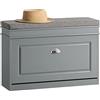 SoBuy Scarpiera Salvaspazio Slim con Seduta - Panca Scarpiera da Ingresso Contenitore in Legno, Mobile Ingresso per Scarpe, Regolabile, Grigio, L75*P24*A51 cm, FSR82-L-HG