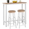 WOLTU Tavolo Alto con 2 Sgabelli, Set Pranzo per Cucina, Sala da Pranzo, Isola da Cucina, Sgabelli Rotondi, Struttura in Metallo, Design Industriale, Rovere Chiaro