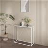 [en.casa] Tavolo a Consolle in Acciaio Mobile da Ingresso Corridoio 90 x 30 x 80 cm Consolle Stretto con Telaio Rettangolare e Piano di Appoggio - Bianco
