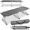 TRESKO XXL Brandina da Campeggio 190-210 cm | Letto da Camping | Letto per Ospiti | Pieghevole | Tubo di Metallo (210 x 90 x 42 cm, Grigio)