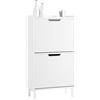 SoBuy Scarpiera Salvaspazio Slim da Ingresso Mobile Portascarpe con 2 Ante a Ribalta Regolabili in Legno Armadio Scarpiera Alta e Stretta per Corridoio, 50x19x90 cm，Bianco, FSR177-W