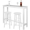 WOLTU Tavolo Alto con 2 Sgabelli, Set Pranzo per Cucina, Sala da Pranzo, Isola da Cucina, Sgabelli Rotondi, Struttura in Metallo, Design Industriale, Bianco